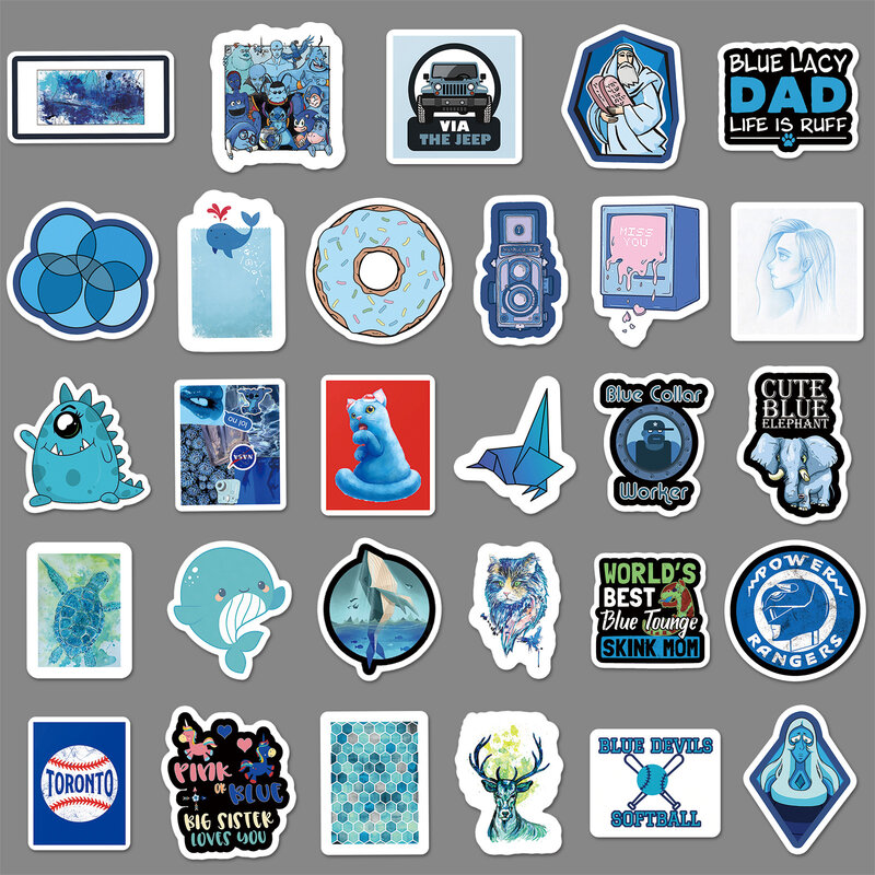 59Pcs Cartoon Blue Element Series Graffiti Stickers Suitable for Laptop Helmets Desktop Decoration DIY Stickers Toys Wholesale