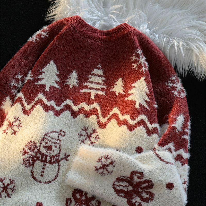 빈티지 스웨터, 크리스마스/겨울용 한국 스타일, 루즈한 풀오버, 니트웨어, 캐주얼 루즈한 스웨터, 풀 오버사이즈 스웨터, 여성용