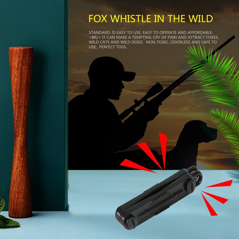 Preto ao ar livre chamando Fox Down Blaster, Call Whistle Predator, caça Lamping, jogo de coelho animal, seguro para uso