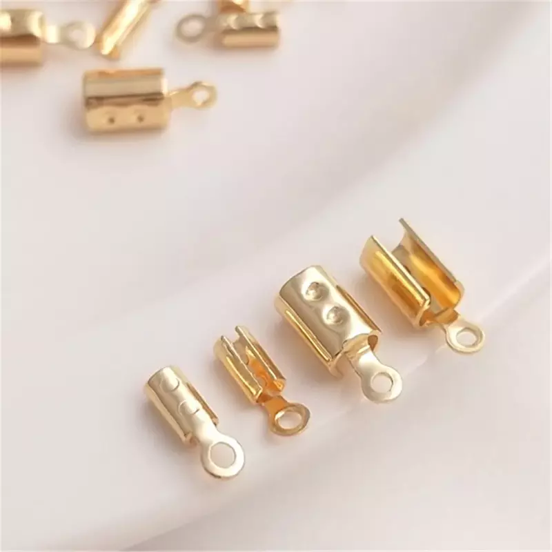 14k Gold-plated Fittings Copper-plated Gold Round Clip Leather Rope Round Rope Milan Line Connection Closing Buckle Diy Material