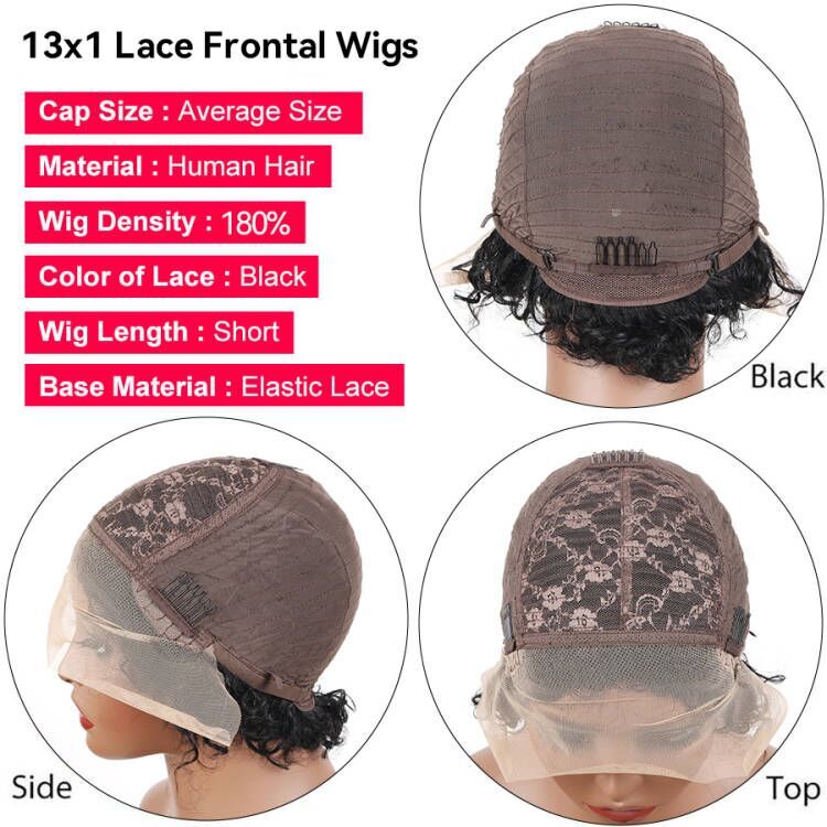 99J borgogna Pixie Cut parrucca parrucca frontale in pizzo trasparente per capelli umani per le donne parrucca corta in pizzo riccio d'acqua capelli umani brasiliani