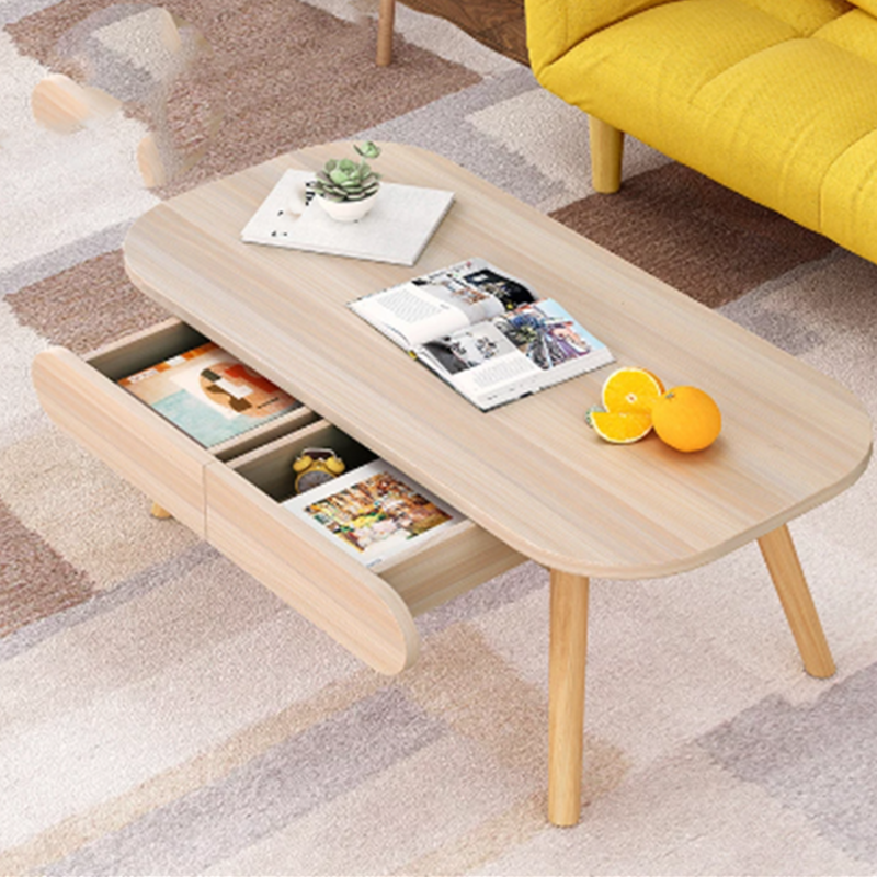 Große-kapazität Lagerung Doppel-schicht Einfache Installation Kaffee Tisch Für Wohnzimmer Mit Schublade 100*48cm