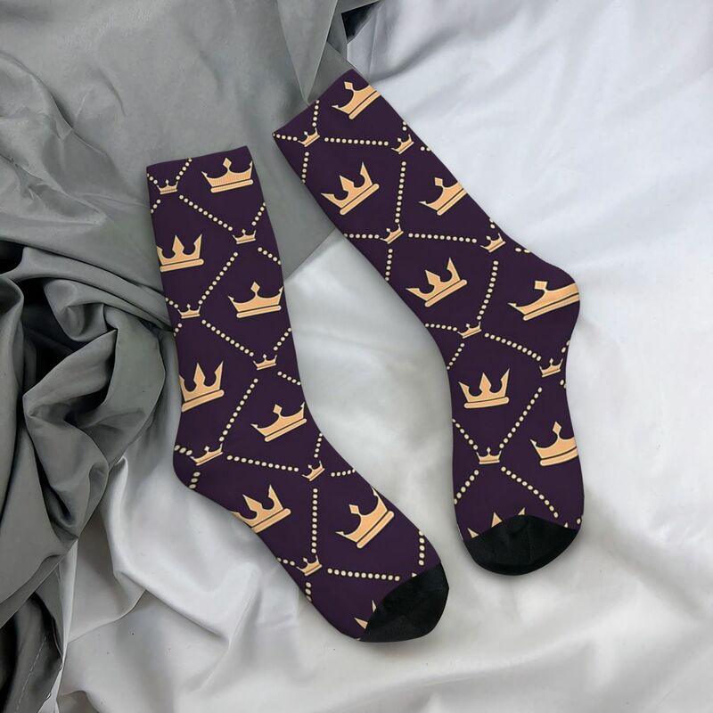 Милые носки с узором в виде короны, высококачественные чулки в стиле Харадзюку, всесезонные длинные носки, аксессуары для мужчин и женщин, подарок на день рождения