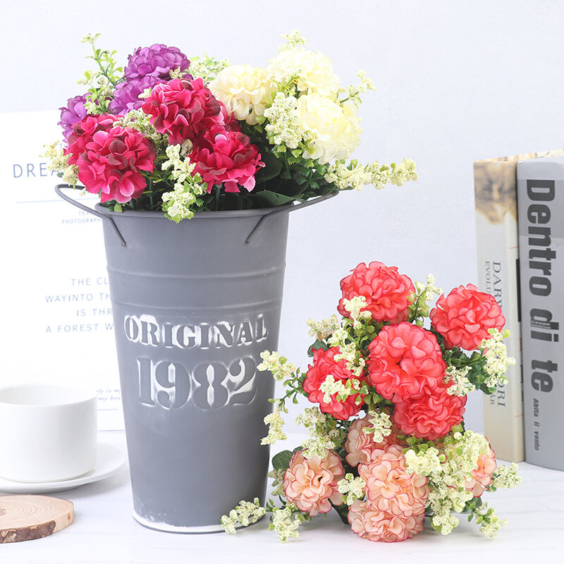1 букет из 5 цветов гортензии, Шелковый цветок, искусственные цветы, искусственные цветы, роскошный букет, свадебное украшение для дома