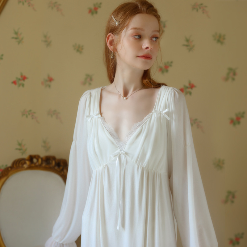 Сказочное белое Ночное платье, женское платье с длинным рукавом, винтажная хлопковая ночная рубашка, Халат