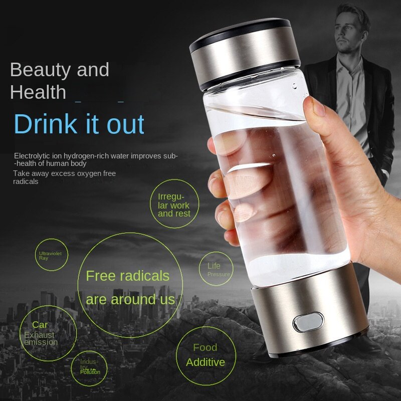 Botella de agua ionizada con filtro de hidrógeno, botella generadora de hidrógeno, ionizador de agua portátil, taza de salud, electrodoméstico, 420ML