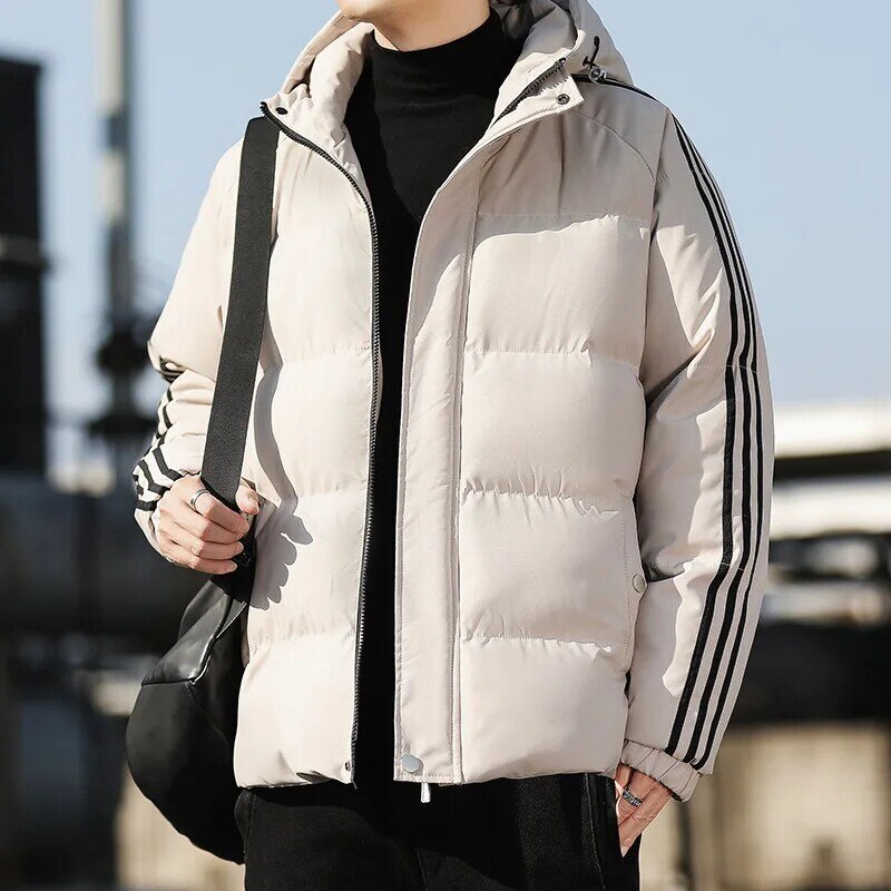 Short Hooded Leisure Wild Handsome Padded Jacket Thicken Keep Warm Winter Coat Men Clothing Parka Fashion Korean Version Simple