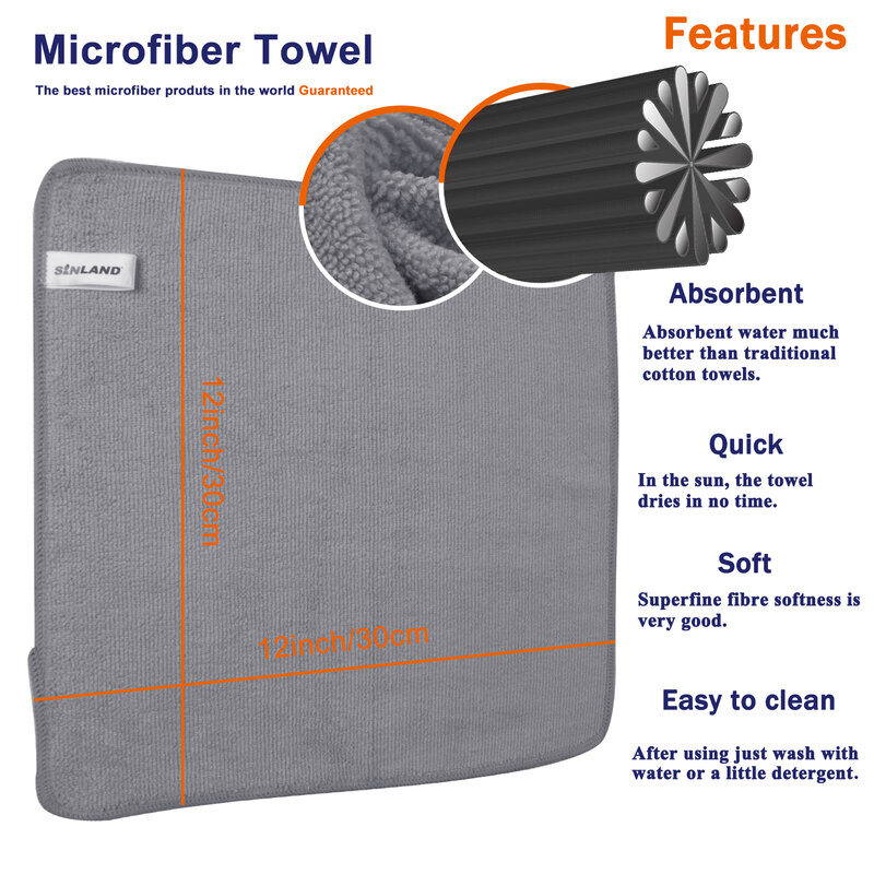 Nuovi strofinacci riutilizzabili in microfibra per uso domestico panno per la pulizia salviette stracci asciugatura rapida per cucina domestica 12 "x 12" 12 pezzi