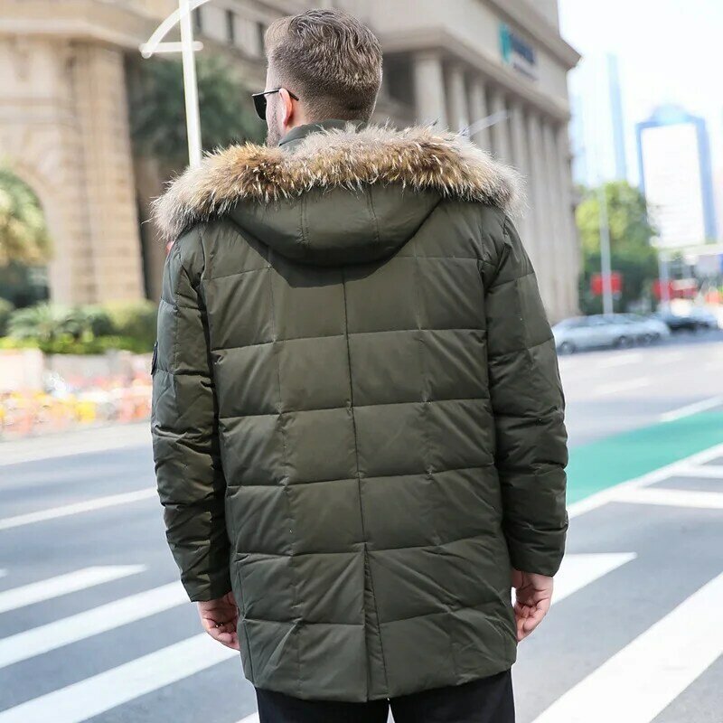 new Fashion high quality with hood fur Collar Jacket super Extra White Duck Down Thick Casual Men plus size XL-10XL11XL12XL13XL
