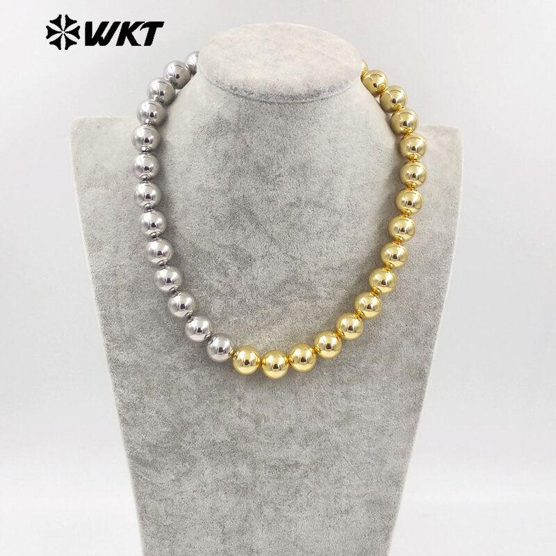 WT-JFN12 spécialement conçu demi 18K or et demi argent collier perlé pour couple bijoux ou ami cadeaux