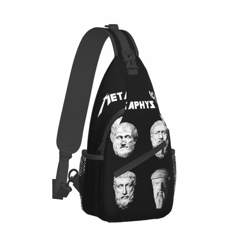 Metaphysica Fun Metal Philosophy Socrates Aristotle Pythagoras Crossbody Sling Bag Casual Chest Bag Shoulder Backpack Daypack