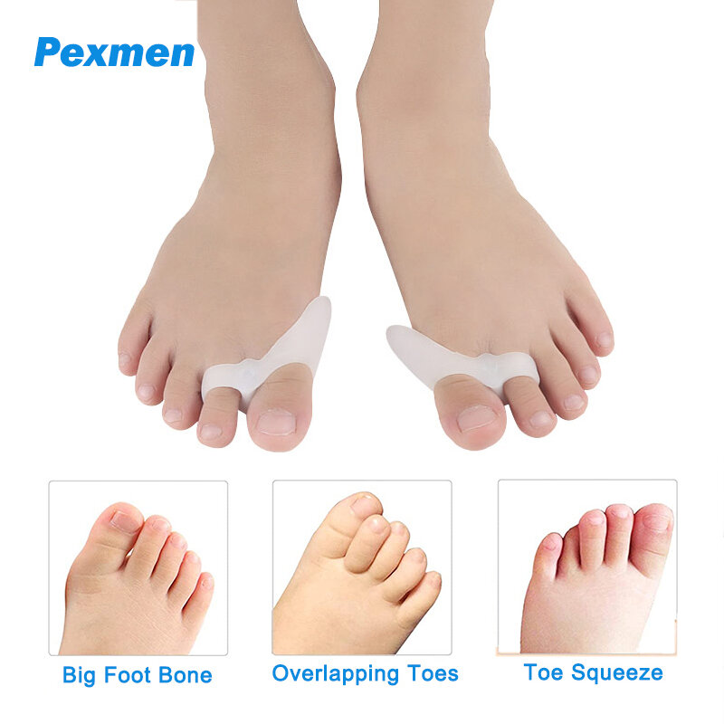 Pexmen 2/เด็ก4Pcs เจล Toe Separator Hallux Valgus Orthosis Foot Care เด็กซิลิโคนที่รองปุ่มหัวแม่เท้า Straightener