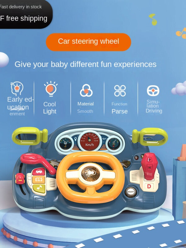 Hxl 어린이 핸들 장난감, 자동차 운전 시뮬레이션, 조기 교육 퍼즐