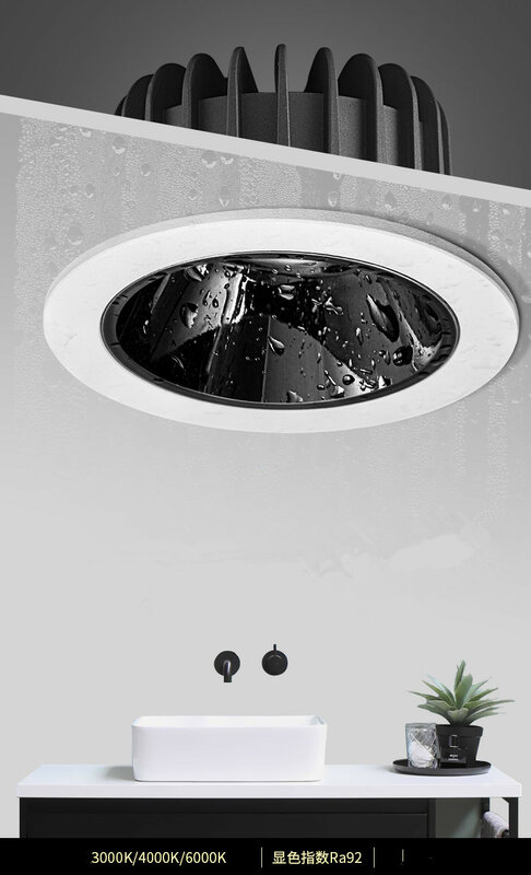 IP66 COB bagno profondo antiriflesso faretto impermeabile cucina bagno doccia anti-appannamento plafoniera incorporata LED downligh