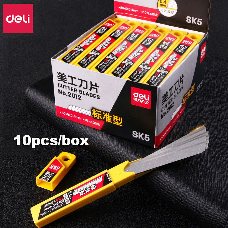Deli Wholesale Knife Blade 9mm Width SK5 Metal Blades for Home School Suplies Art Craft Paper Box Cutting Utility Knife Tool