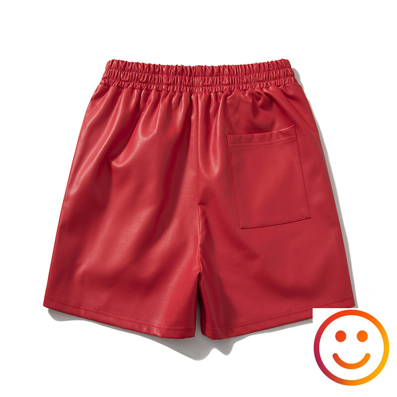Pantaloncini Borad in pelle nera rossa verde tasche 2024 estate uomo donna pantaloni corti da spiaggia con coulisse gialla di alta qualità