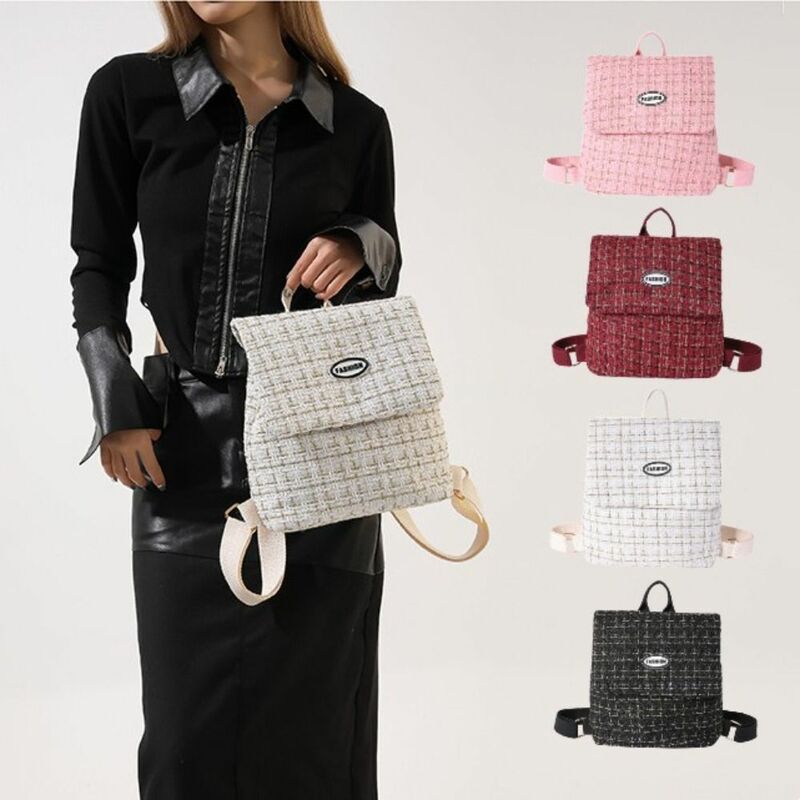 Вместительный женский рюкзак, новинка, клетчатая сумка через плечо с регулируемым ремешком, однотонная школьная сумка для студентов и взрослых