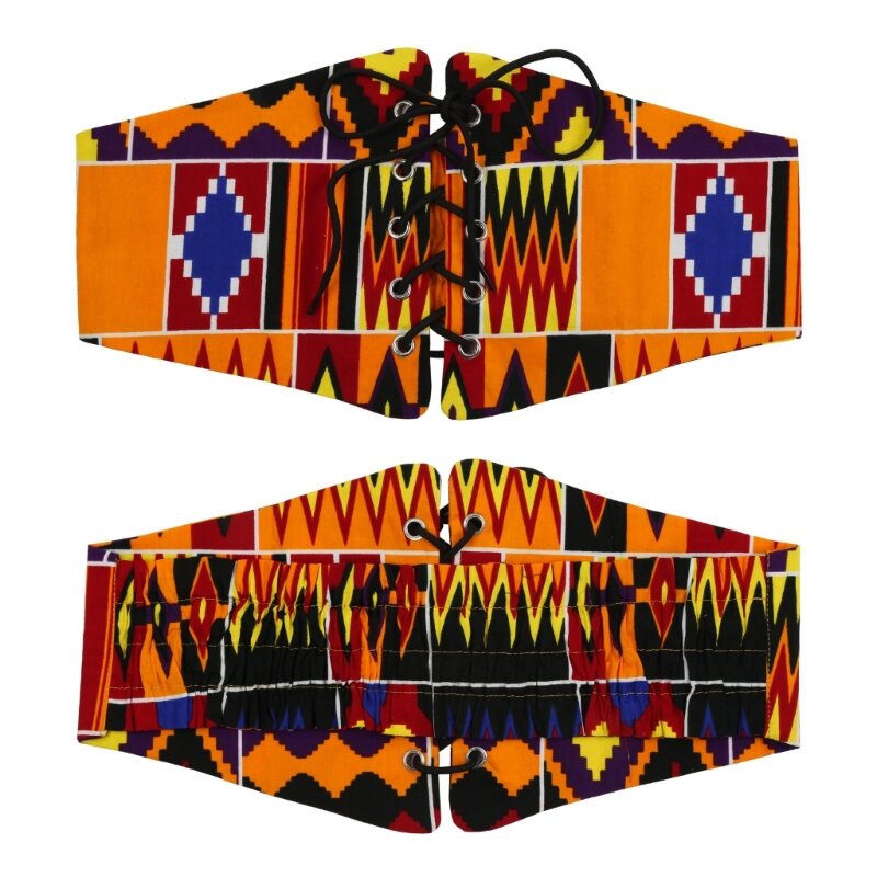 Cinturón corsé floral africano para mujer, cinturón vestir ancho, corsé con cordones, cinturón elástico