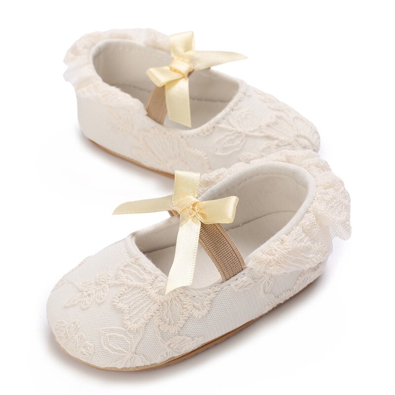 Sapatos de bowknot antiderrapantes para bebês infantis, sapatilhas de sola macia, sapatos de princesa para criança, primeiro caminhante, primavera e outono