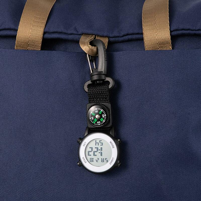 Reloj de bolsillo con movimiento de cuarzo, cronógrafo Digital resistente al agua, esfera redonda, deportes, senderismo, mosquetón, regalo Vintage