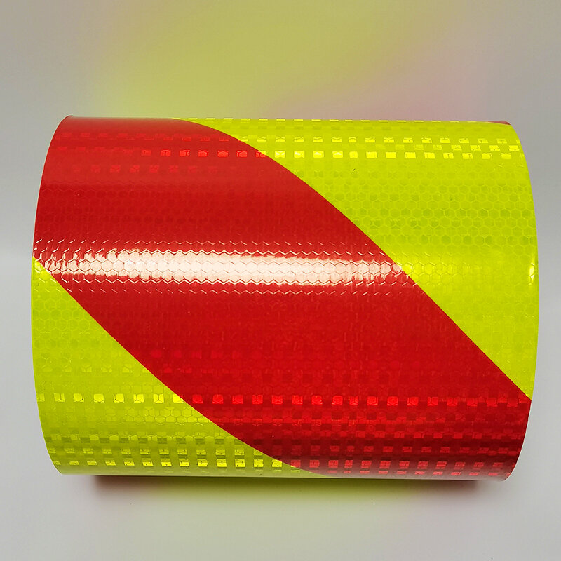 8" Reflective Tape Fluorescent Yellow And White Twill Reflectors Film Outdoor High Vis Conspicuity Safety Sheeting 10M For Truck