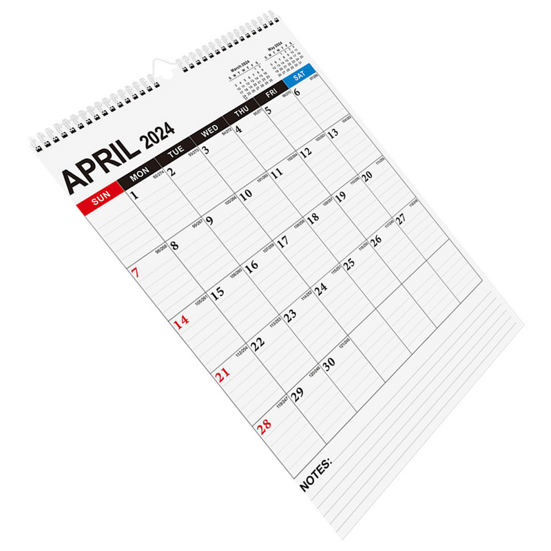 2024 Spiral Calendar English Wall Memo Planner Yearly Planner Sheet Memo Pad Agenda Schedule Organizer Check List Home