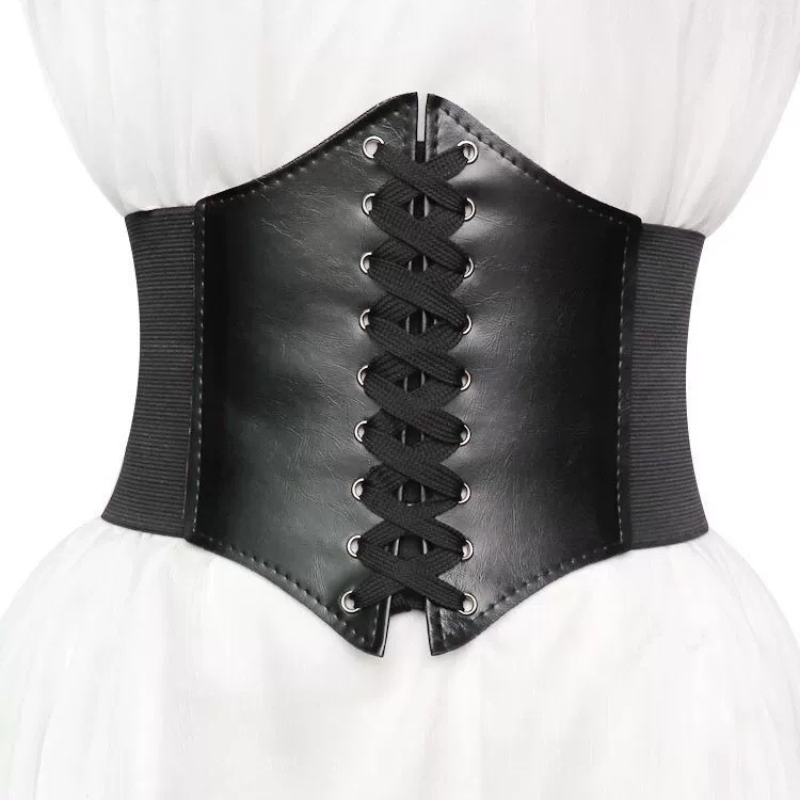 Fashion Wide Corset Belts Faux Leather Slimming Shaping Girdle Belt Women Elastic Tight High Waist Versatile for Daily Bustier