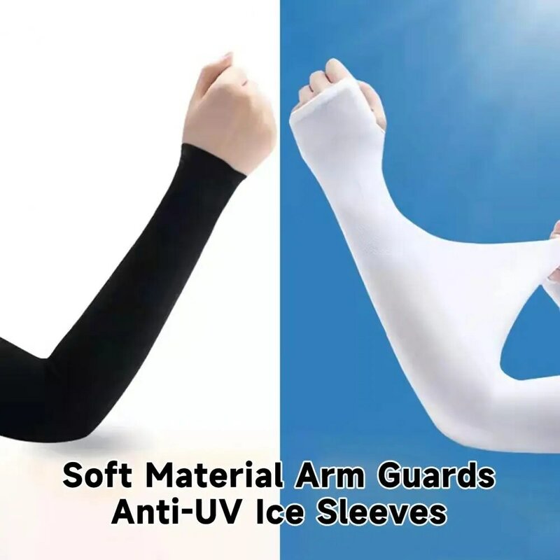 Mangas de seda de hielo Unisex, cubiertas de protección solar Anti-UV finas, transpirables, ciclismo, pesca al aire libre, Mangas de brazo de enfriamiento, 1 par