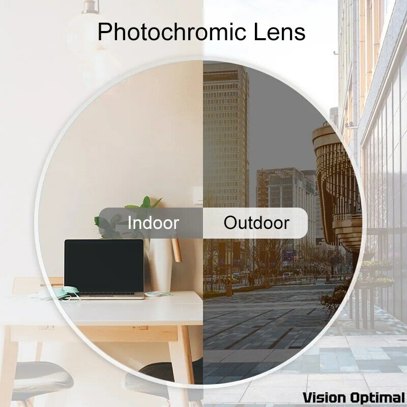 Vision Optimal 1.67 1.74 lensa resep polikarbonat photoromik abu-abu coklat lensa optik miopia dan hiperopia