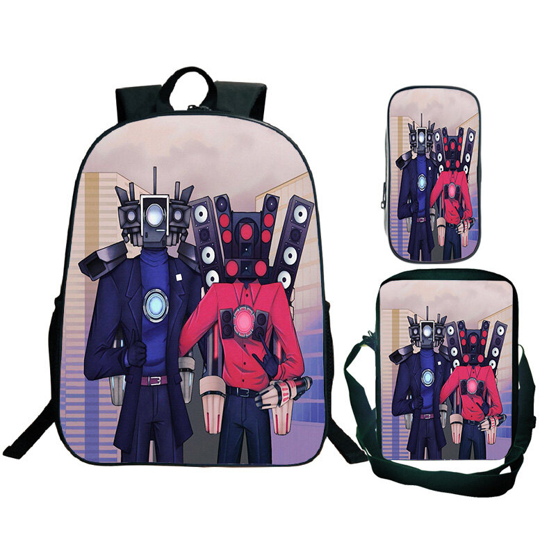 スキッドビディ-アニメ旅行バックパックセット、10代の子供のためのランドセル、コスプレサッチェル、ペンシルバッグ、3個