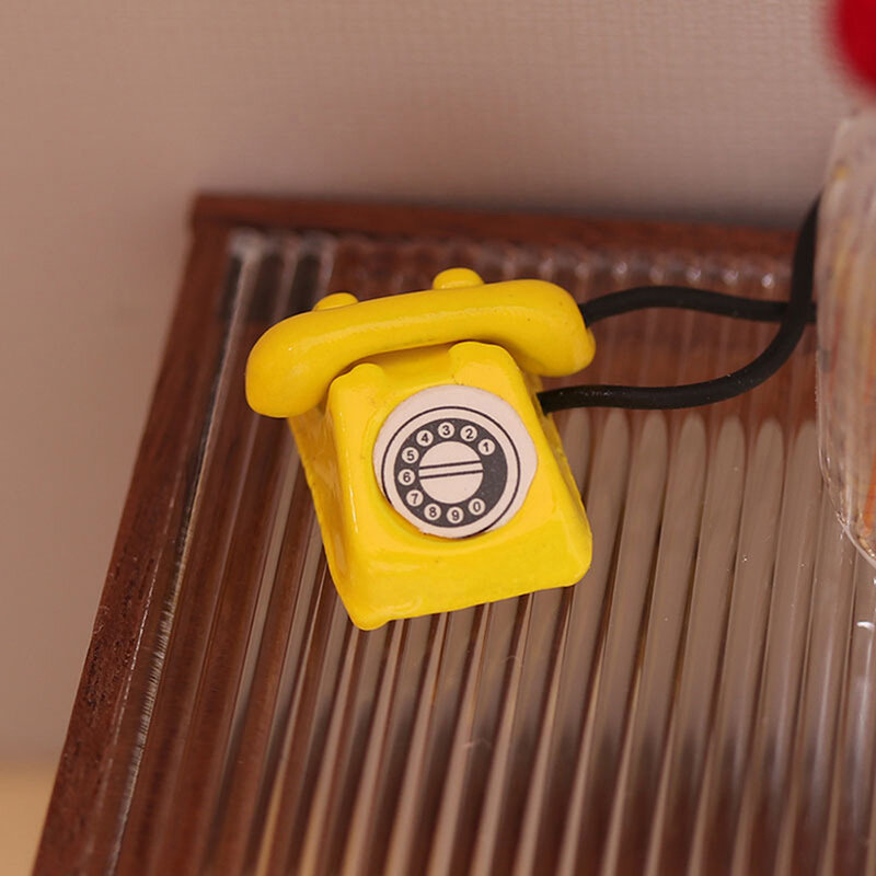 Миниатюрный ретро-телефон для кукольного домика 1:12, миниатюрная имитация мини-телефона, Ретро модель телефона, домашний декор мебели