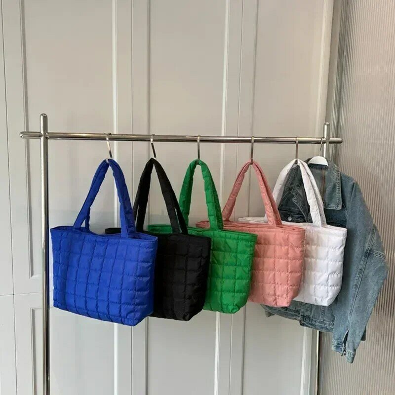 Sl01 große Kapazität Winter Umhängetasche neue solide Nylon Handtaschen Baumwolle lässige Einkaufstaschen für Frauen