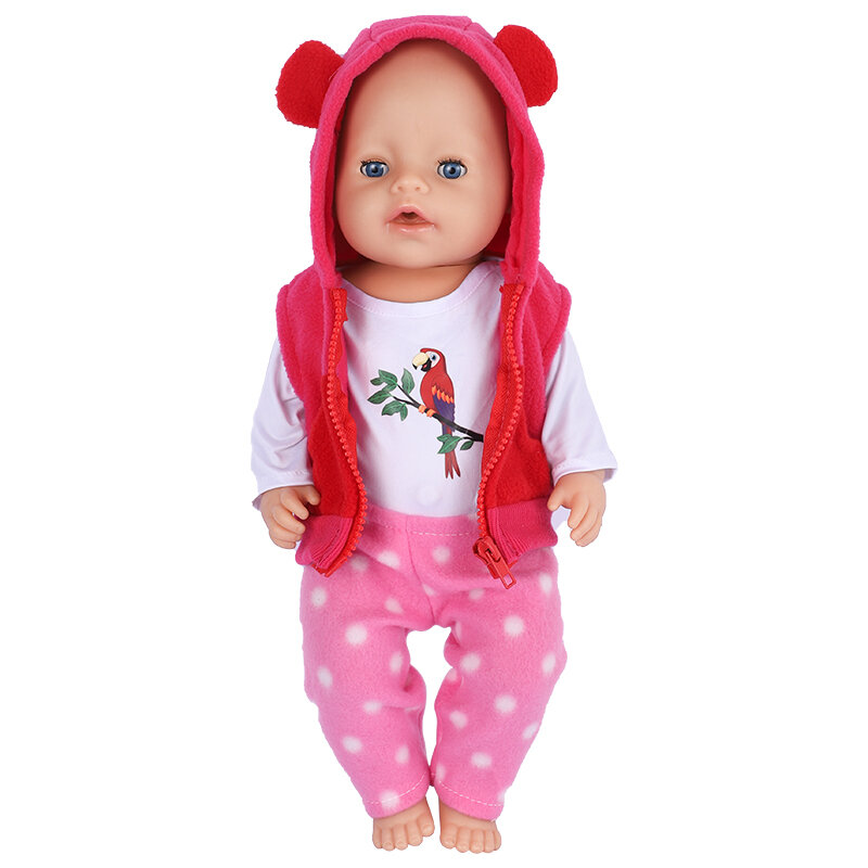 Bonito sapo terno boneca roupas, adequado para 43 centímetros boneca 17-18 Polegada bebê nascido boneca, 1 BJD acessórios, 1 BJD, 4BJD