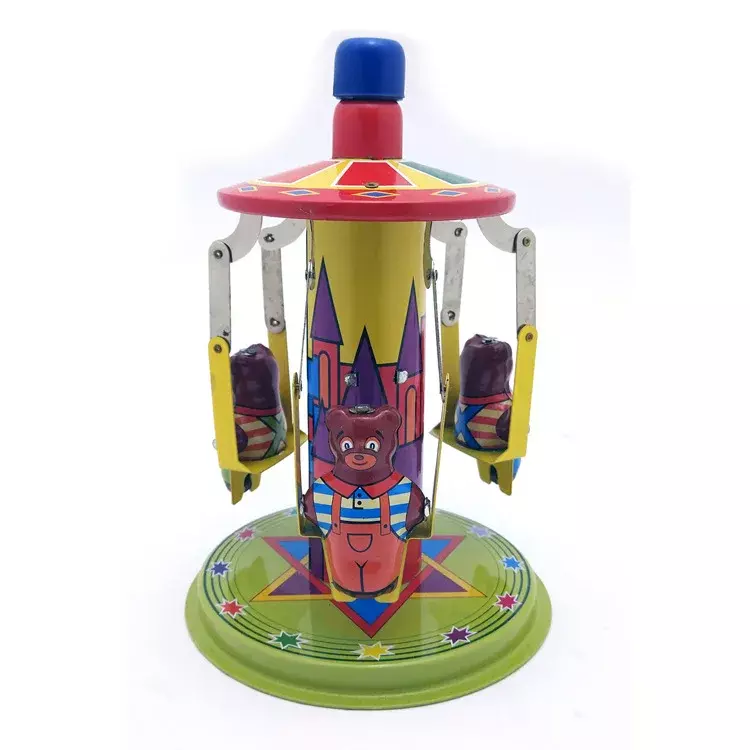 [Lustige] Erwachsene Sammlung Retro Wind up spielzeug Metall Zinn amusement park rotary bär Clockwork spielzeug figuren modell vintage spielzeug geschenk
