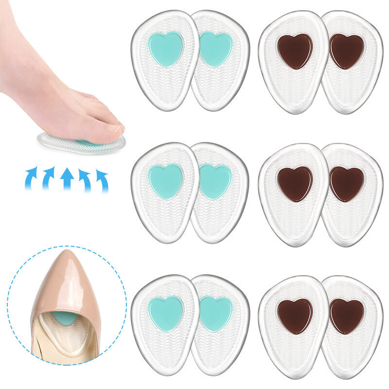 Plantillas ortopédicas para antepié para mujer, cojín de Gel de silicona suave para aliviar el dolor de pies, almohadilla de inserción de soporte metatarso, plantillas para zapatos, 1 par