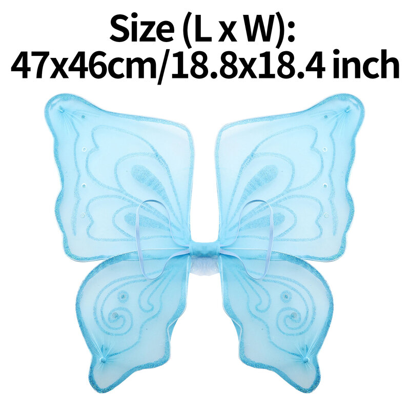 Kids Girls Fairy Butterfly Wings Halloween Christmas Party Props Shiny Elastic Straps Wings Role Playing Performance Costumes