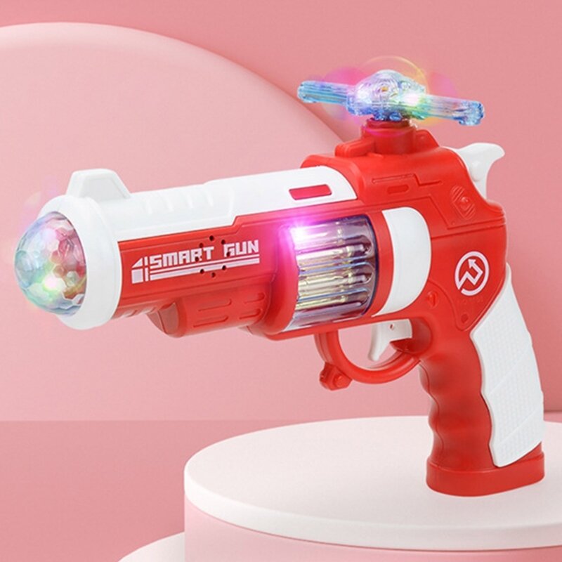 Pistola juguete musical iluminada para niños, juguete electrónico divertido para interiores y exteriores, perfecto para