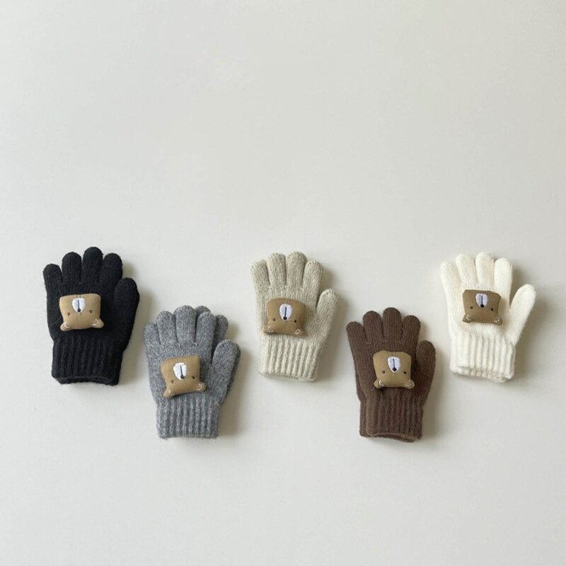 Luvas de dedo elegantes luvas de tricô para crianças perfeitas para esportes ao ar livre no inverno