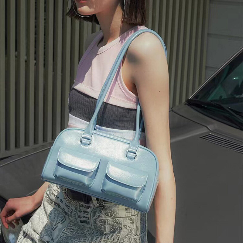 Korean internet celebrity single shoulder underarm bag standoil Bowling Bag STAND OIL Boston Tote Bag Leisure handbag for Women