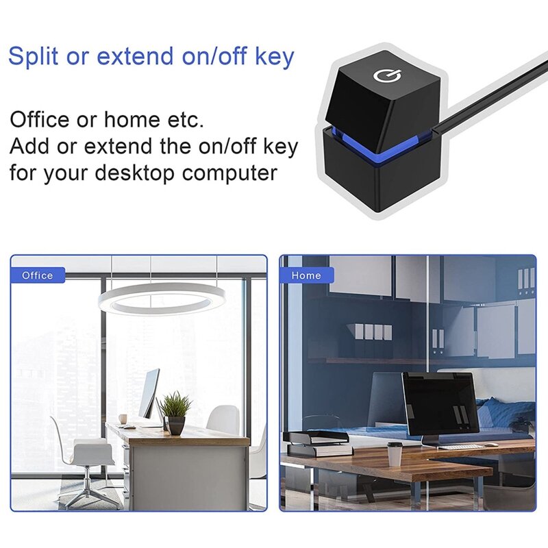 Interrupteur d'alimentation pour ordinateur de bureau, câble d'extension, lumière LED, bouton de démarrage de l'ordinateur, jouets anti-Stress