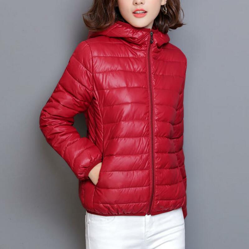 여성용 패딩 후드 두꺼운 코트, 긴 소매 따뜻한 지퍼 클로저 카디건, 레이디 코튼 코트 재킷, 가을 겨울 코트