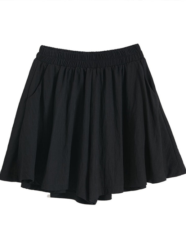 Pantalones cortos finos de seda de hielo para mujer, pantalón holgado de pierna ancha, falda de Color liso, L240, 2024