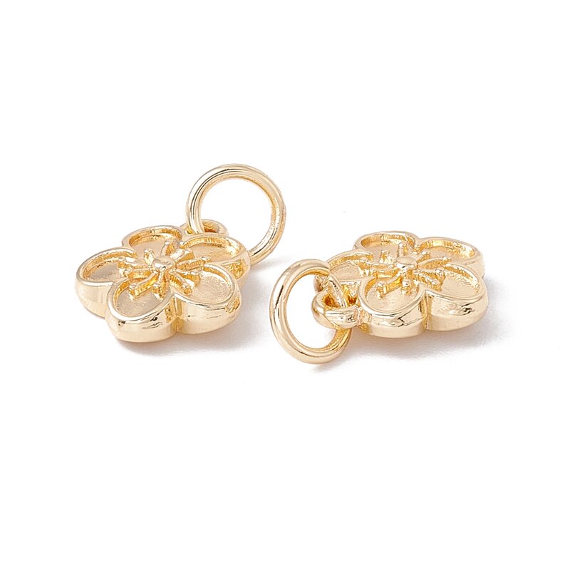 100 buah jimat Aloi bunga anting menjuntai jimat asli berlapis emas 14K untuk membuat perhiasan DIY gelang anting dekorasi kerajinan