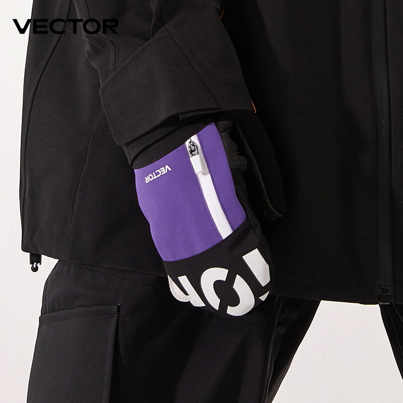 Vector Women Men Outdoor Double Board Snowboard Kevlar Waterproof Wear-resistant Semi Detachable Gloves 3M Cotton