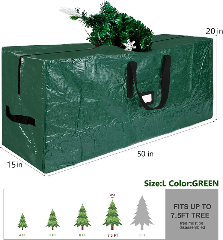 Grande saco de armazenamento da árvore de natal durável com punhos e material impermeável duplo do zíper