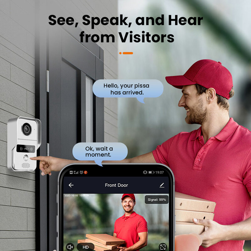 Monitor Pintar 7 Inci WiFi Tuya Video Bel Pintu Luar Ruangan Tahan Air IP65 Interkom Kartu Induktif Buka Kunci Kamera Telepon