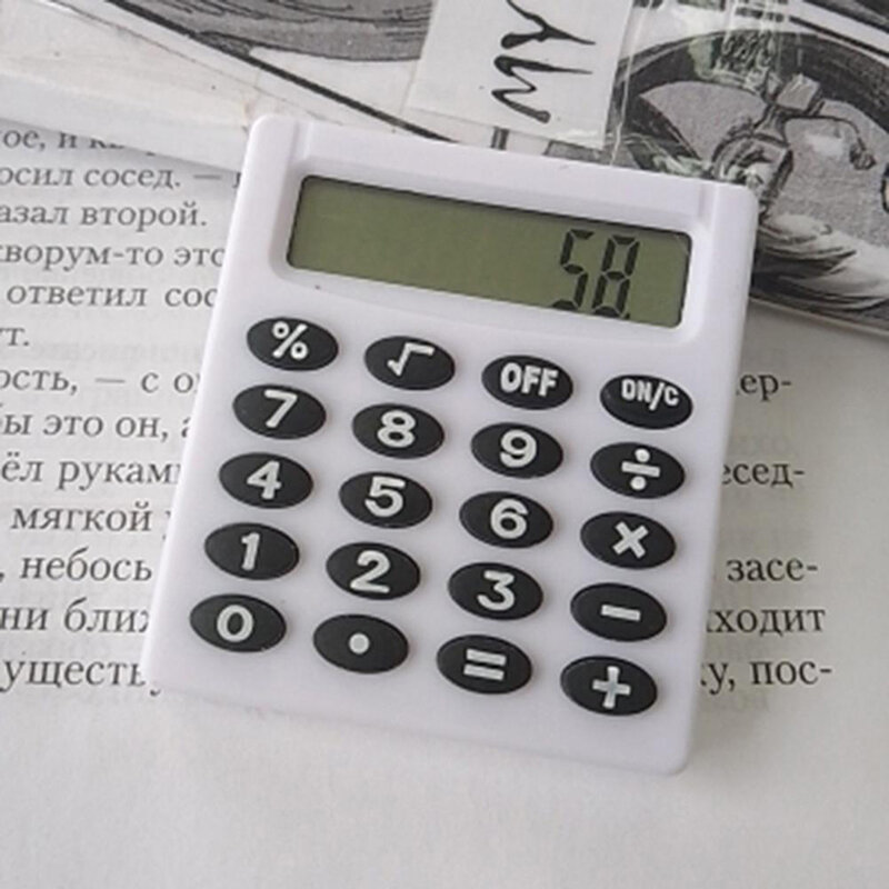 Petite calculatrice carrée multifonctionnelle en plastique, mini calculatrice électronique pour l'école et le bureau, 1PC