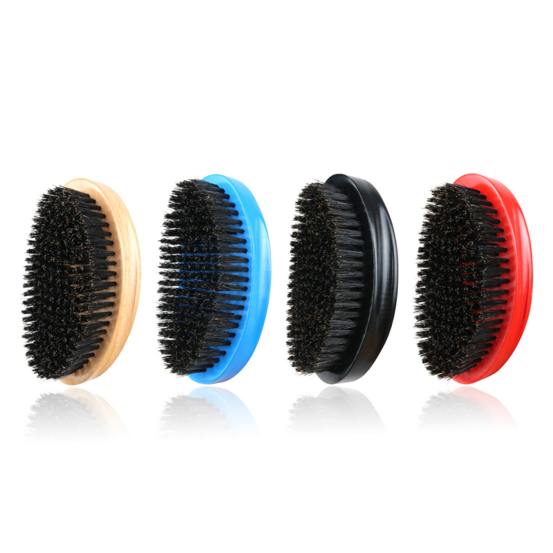 Natural Wood Beard Grooming Brush Boar Bristle Mix Nylon for Men's Mustache Shaving Comb Facial Hair Cleaning 360 Wave Brush