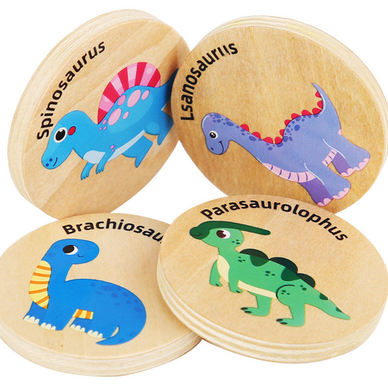 Blocs en bois de dinosaures pour enfants, jeu éducatif, jeu de Concentration et de réflexion