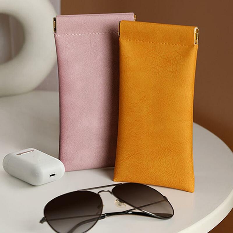 PU Leather Reading Glasses Bag Case Automatic Closed Sunglasses Protective Cover Waterproof Lightweight Eyewear Storage Bag